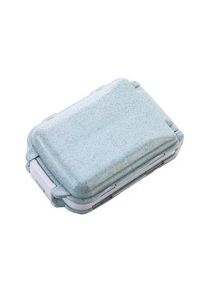 Choice Nordic Blue 1pc Fashionable Sealed Three-layer Small Medicine Box, Foldable With Three Sections And