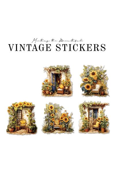 Choice S20816-1 6style 10pcs/pack Retro Sticker Pack Creative Study Garden Courtyard Handbook Diy Material