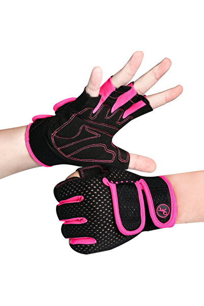 Choice قفازات اللياقة البدنية MOREOK باللون الوردي S، وسادات نصف إصبع 3 مم، ل...