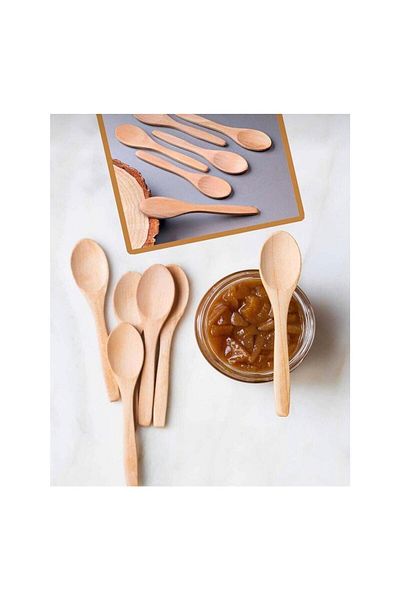 RAMDET Mini Wooden Spoon 13 Cm 6-Pack Wooden Mini Scale Candy Holder Honey Spoon Spice Spoon