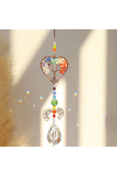 Choice S 3273 1 Piece, Tree Of Life Sun Catcher Pendant, Heart And Leaf Design For Hanging Decorations In H
