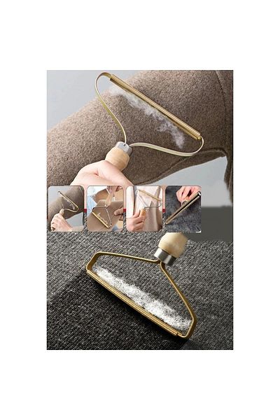 RAMDET Double Sided Wooden Handle Metal Cotton Cleaning Apparatus - Collect Sweater Clothes Carpet, Feather Lint