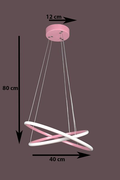 LEGACY Modern Design Rings - Pink Color - Bedroom Living Room - Children's Room - Kitchen White Led 2 Piece Chandelier