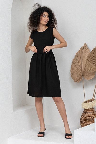 KÜÇÜĞÜM BUTİK Black Linen Cotton Sleeveless Dress