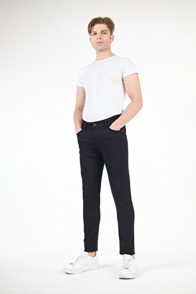 Slim Fit Solmayan Siyah Erkek Kot Pantolon