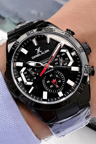 Daniel Klein Exclusive Men's Wristwatch 3 Atm Waterproof Black Color Steel Cord + Bracelet DKE2051C5