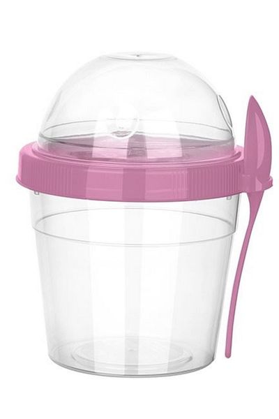 Eynel 5Oo ml Fruit Yogurt Container with Spoon and Chamber Children's School Picnic Work Nutrition Muesli Granola Milk Cup