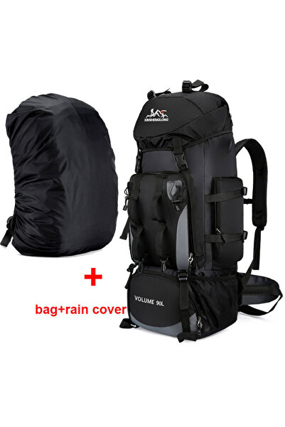 Choice1 غطاء إعلان أسود 90 لتر مقاوم للماء للمشي لمسافات طويلة والتخييم وحقيبة ظهر للرحلات وحقيبة ظهر كبيرة الحجم للسفر