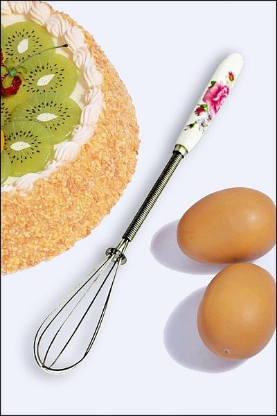 NAKRES Ramdet Mini Porcelain - 20 Cm Patterned Coffee and Milk Egg Beater, Small Mixer