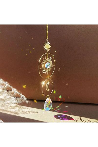 Choice A 3447 1 Piece, Crystal Wind Chimes Star Moon Catcher, Sun Prism Ball Garden Decoration