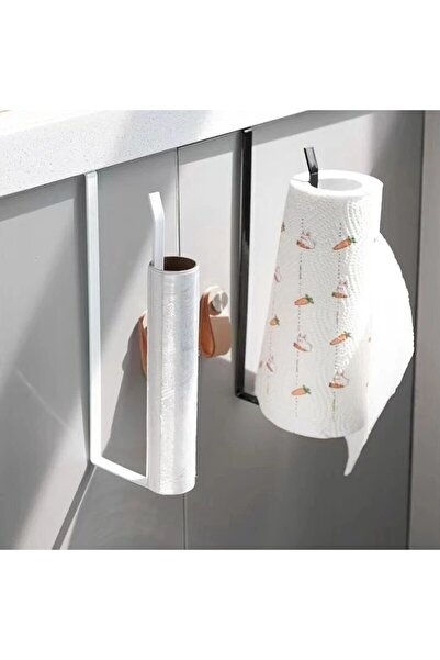 Choice Paper Roll Holder Towel Rack Cling Film Storage Rack Bathroom No-Punching Storage Rack Hanging Sh...