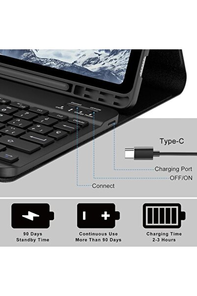 Fogy Samsung Galaxy Tab S9/s10 Fe/s9 Fe 10.9 Inç Case Uyumlu Bluetooth Türkçe Q Klavyeli Kılıfı