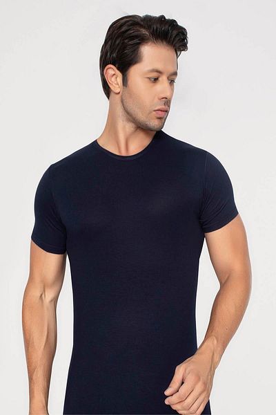 Arma Yıldız Ανδρικό μπλουζάκι Navy Blue Bamboo - Crew Neck