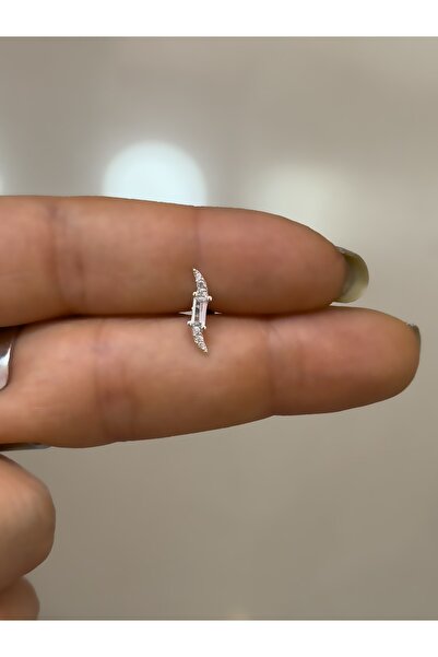 Hicrans Takı ÜÇ TAŞLI DALGALI MODEL HELİX TRAGUS ÇELİK KÜPE