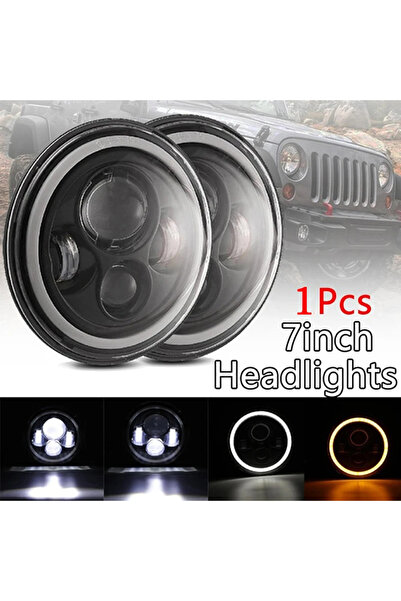 Choice 1pcs 7 inch moto car led headlight h4 round headlamp amber with turn signal for jeep wrangler jk...