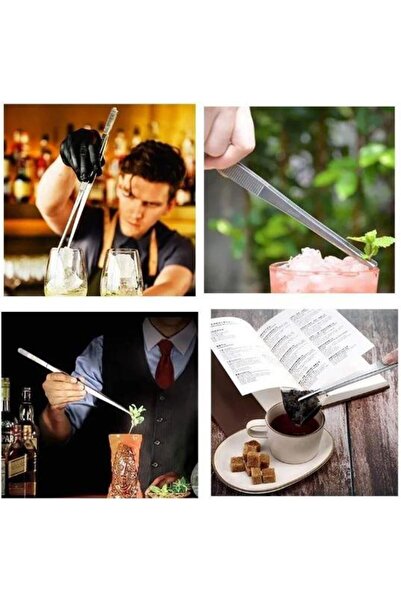 RAMDET 30 cm Paslanmaz Çelik Cımbız Maşa Barbekü Et Maşası İnce Profesyonel Maşa Buz Maşası