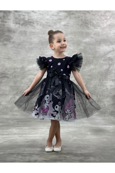 İpek Baby Kids Kuromi Elbise - Kız Çocuk Kuromi Baskılı Elbise- Doğum Günü El...