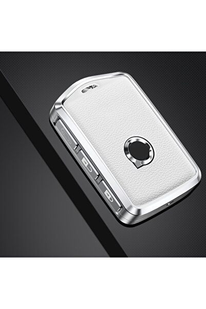 Choice White Aluminum Alloy Leather Car Key Case Cover for Volvo S60 S90 XC40...