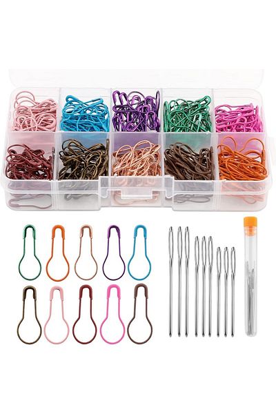 Choice Type 1 300pcs Colourful Crochet Clips Knitting Accessories Stitch Markers With 9 Large-eyed Blunt Ha