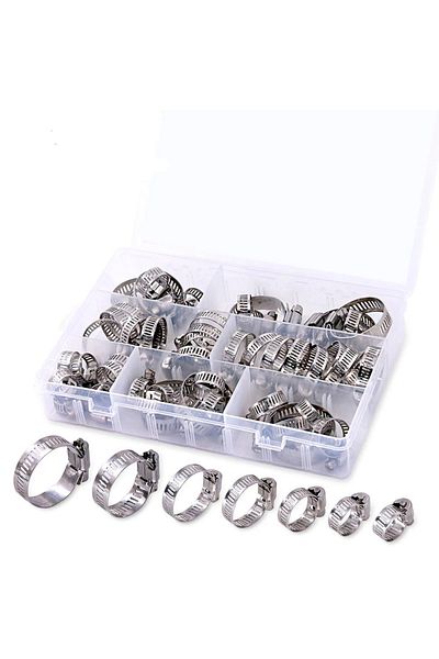 YISEONG 60pcs 8-38mm Adjustable Stainless Steel Screw Band Hose Clamps Car Fuel Hose Clamps Pipe Clamp Wo...