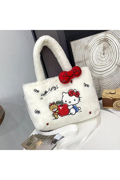 Choice About 25cm Hello Kitty Kawaii Sanrio Plush Bag Handbag Cinnamoroll Tote Plushie Shoulder Messenger B