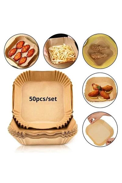 buyyes 50pcs paper 50Pcs Air Fryer Disposable Paper Non-Stick Airfryer Baking Papers Round Air-Fryer Paper