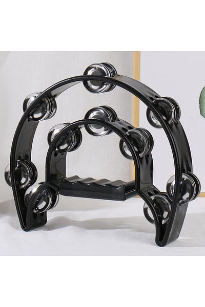 Choice Y01024-black Color Plastic Double-layer Tambourine Half Moon Shaped Hand Bell Drum For Karaoke Perfo