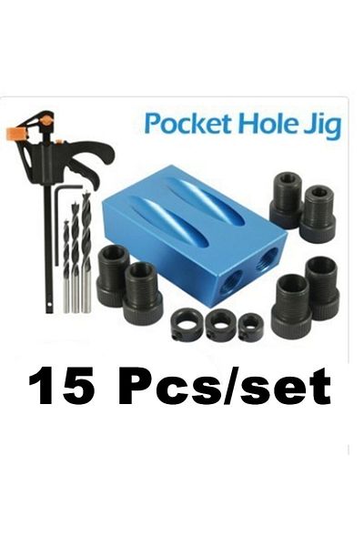 ASDTODW 15 Pcs Pocket Hole Screw Jig 15 Degrees Dowel Drill Joinery Kit Carpenters Wood Woodwork Guides Join
