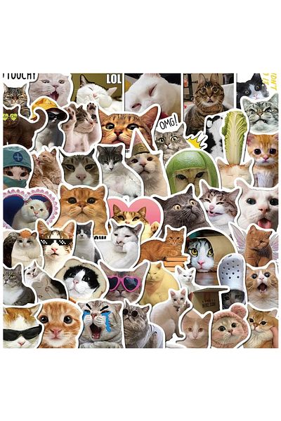 Choice 50pcs 10/30/50pcs Kawaii Love Cat Pvc Sticker Aesthetic Children's Korean Decoration Scrapbooking St