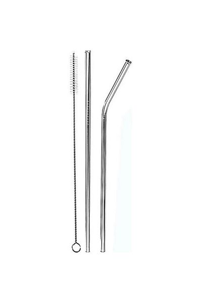 RAMDET 3 Piece Steel Straw Set - Straight Straw, Oblique Straw and Cleaning Brush 2 Pieces