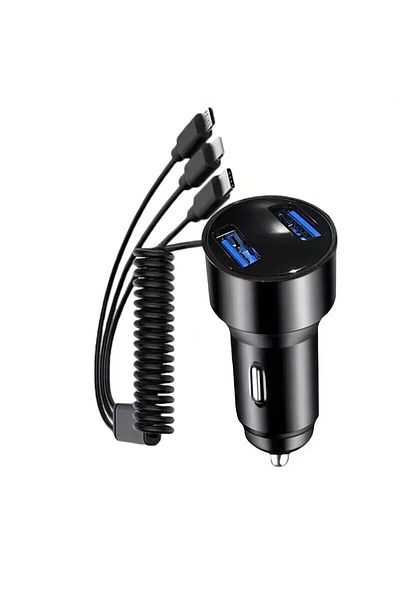 Choice Black Fast Charging 15w Car Multi-function Wired Car Charger, Suitable For A Variety Of Mobile Phone