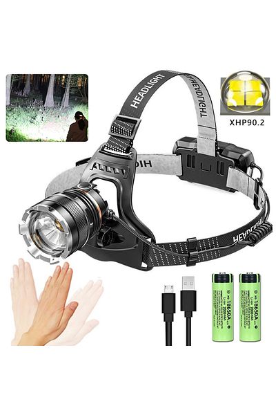 XIWANGFIRE XHP90.2 Super Powerful Headlamp Rechargeable Head Flashlight High Power Head Lamp 1000Meters Head...