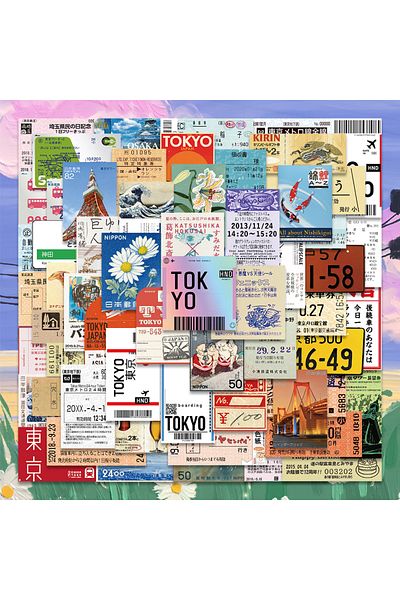 Choice 60 Pcs 60pcs Japanese Postcard Ticket Ins Style Stamp Sticker Stationery Travel Diary Luggage Waterp