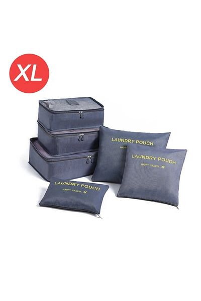 Choice Xl-grey 6-piece Large Size Travel Organizer Portable Suitcase Organizer Clothes Shoes Makeup Bag Lug