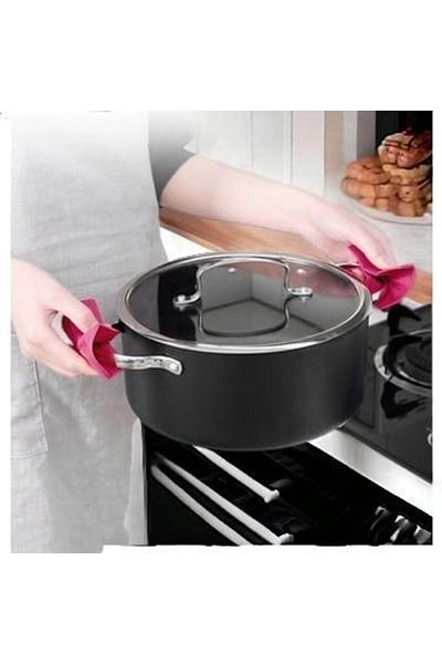 RAMDET 2 Pieces Double Silicone Pot Pan Grip Silicone Handle Grip Fireproof Non-Stick Glove Grip