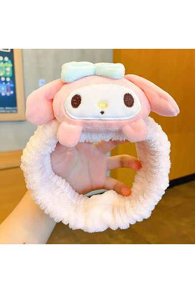 Choice Sanrio Kuromi Melody Plush Doll Face Wash Makeup Hairband Kawaii Cinnamoroll Sweet Non Slip Elast...