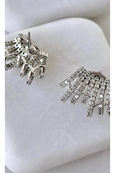 SU PERİSİ TAKI BİJUTERİ Vip Seri Gümüş Çoklu Görünümlü Full Zirkon Taşlı Küpe