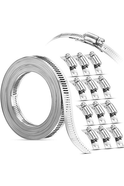 Choice 304 Stainless Steel Hose Clamp Strap DIY Screw Band with Fasteners Worm Gear Clip Adjustable Pipe...