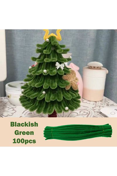 Choice 30cm X 0.6cm Blackish Green 100pcs Colorful Chenille Stems Pipe Cleaners Plush Tinsel Stem Wired Twi