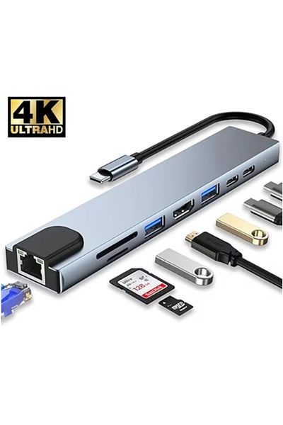EOENKK موزع 8 في 1 USB C موزع Type C موزع Thunderbolt 3 محطة إرساء محول كمبيوتر محمول مع جهاز Macbook A