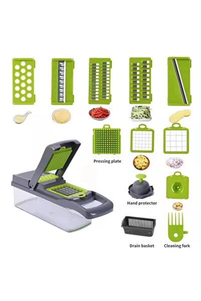 Generic 1Pc Green Black 22 in 1 Multifunctional Vegetable Slicer Cutter Shredders Slicer With Basket Frui...