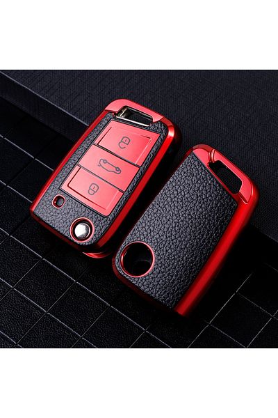 Choice Red Leather Tpu Car Key Case Protection Bag For Vw Volkswagen Golf 7 Mk7 Tiguan Mk2 Seat Ateca Leon