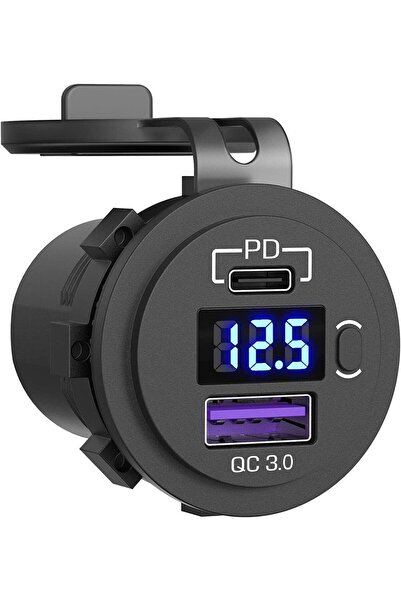 Choice مقبس شاحن سيارة USB C 12 فولت / 24 فولت مقبس USB مزدوج PD3.0 و QC3.0 منفذ USB للسيارة مع فولتميتر LED.