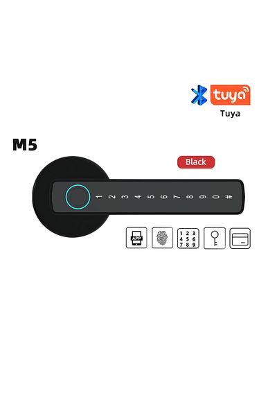 RAYKUBE M5 Black Tuya Ble Fingerprint Door Lock Digital Electronic Lock With Password/key/ic Card/ S