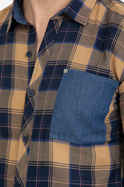 Klothy Ανδρικό καρό βαμβακερό πουκάμισο μονής τσέπης