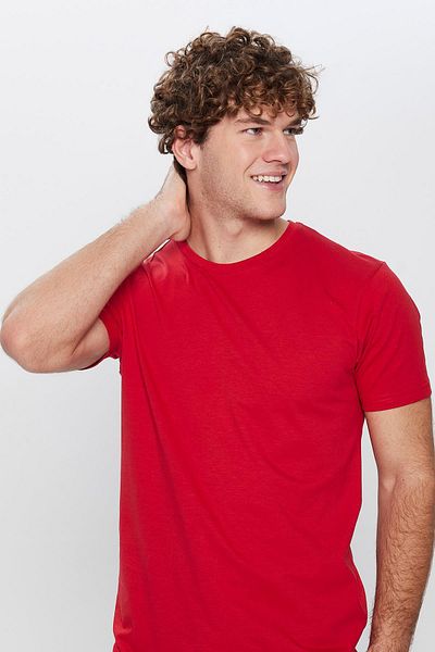 Tudors Unisex Slim Fit Slim Fit 100% Cotton Soft Textured Red Crew Neck T-Shirt