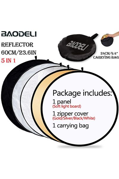 BAODELI 60cm 24" 60cm 5in1 Reflector Photography Collapsible Portable Light Diffuser Round Reflector For Pho