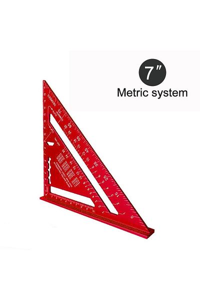 Choice New 7Inch Triangle Ruler Measurement Tool Aluminium Alloy Carpenter Tools Inch Metric Angle Ruler...