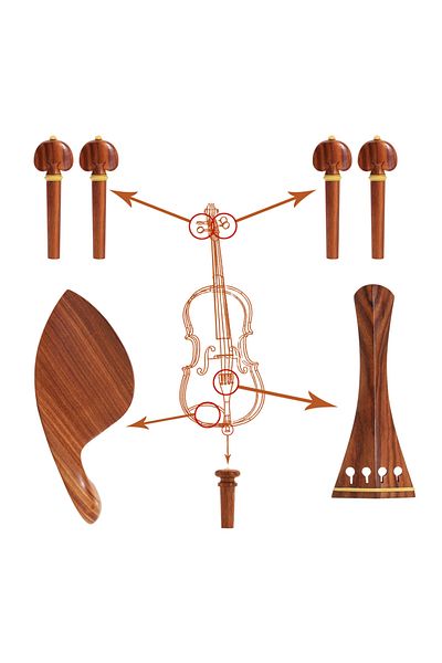 Astonvilla Violin Set 7Pcs/Set 3/4 4/4 Chinrest Tailpiece Tunning Pegs Endpin Rosewood Inlaid Boxwood Violin...