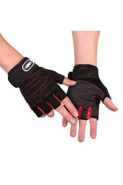 Choice Red Single Code Gym Gloves For Men Women Fitness Weight Lifting Wristband Gloves Body Building Train